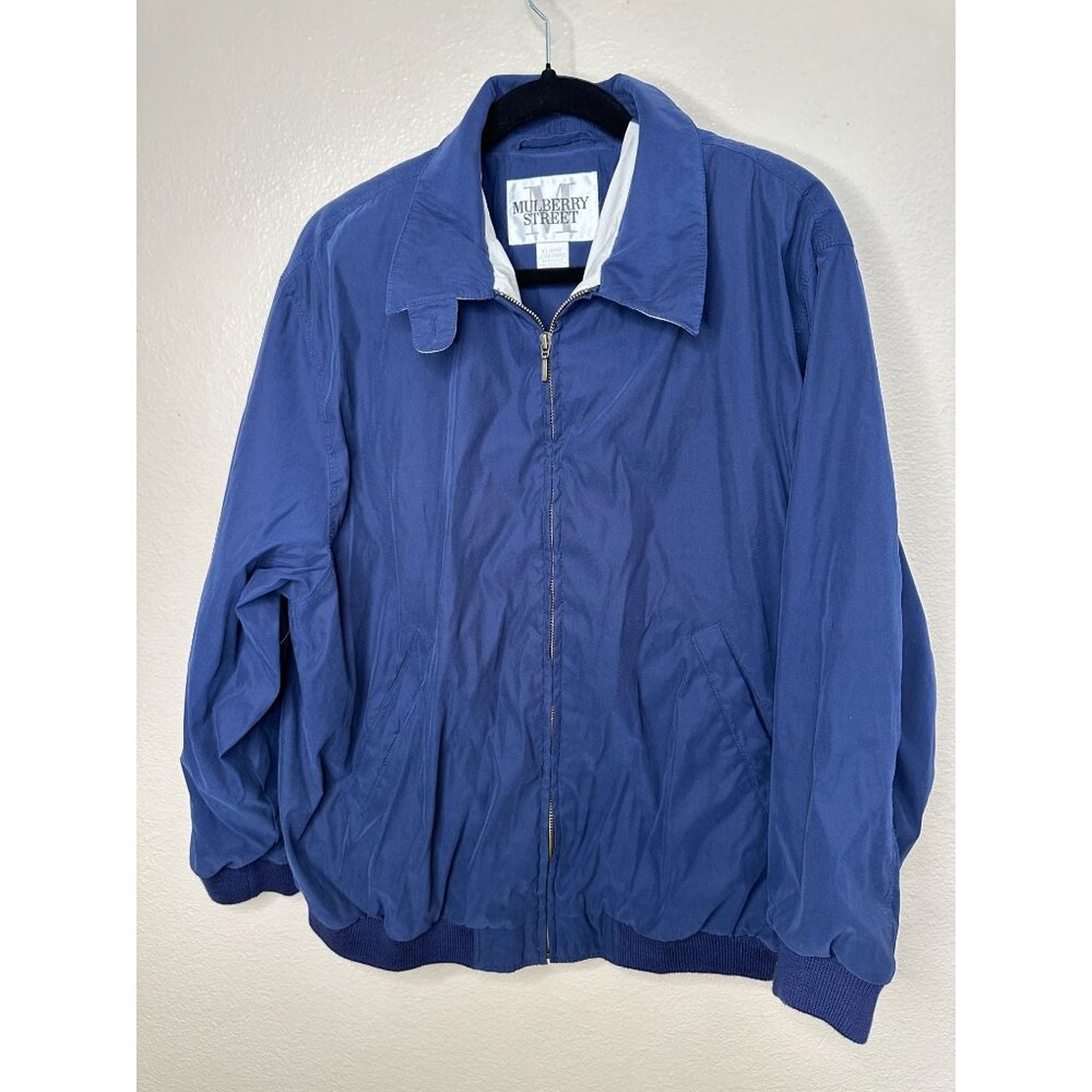 Mulberry Street Mens Blue Lightweight Jacket XL Polyester Blend Zip-Up‎ collared